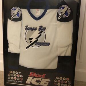 Tampa Bay Lightning NHL 1995 35x27x2” Framed Mint Throwback XL Sewn Crest Jersey